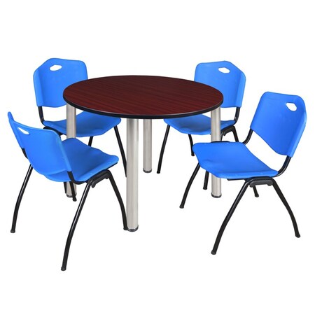 Kee Kee Round Table & Chair Set, Wood, Metal, Plastic Top, Mahogany TB48RNDMHBPCM47BE